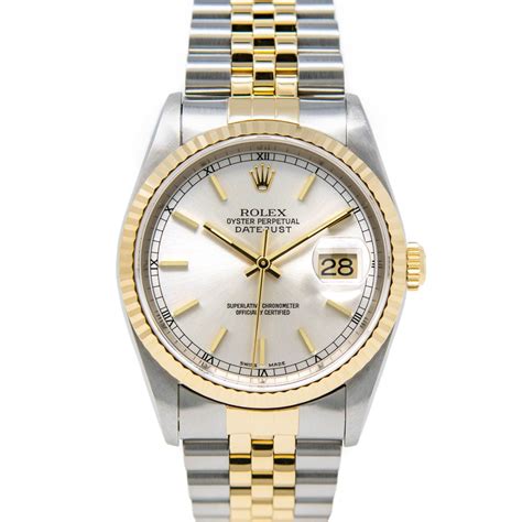 rolex date just gold and silver